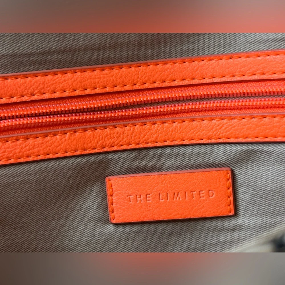 The Limited Woven Straw Clutch Crossbody Bag Orange Trim Boho Resort